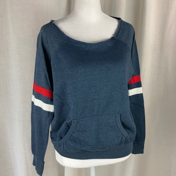 feathers Tops - Feathers Women's Fray Neckline Striped long sleeves Sweatshirt size M